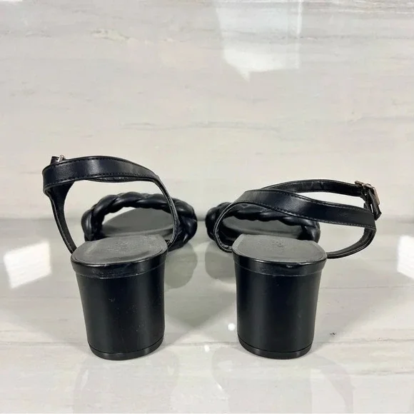 Anne Klein Mirabel Womens Faux Leather Open Toe Block Heel Black Size 8 - Picture 5 of 8